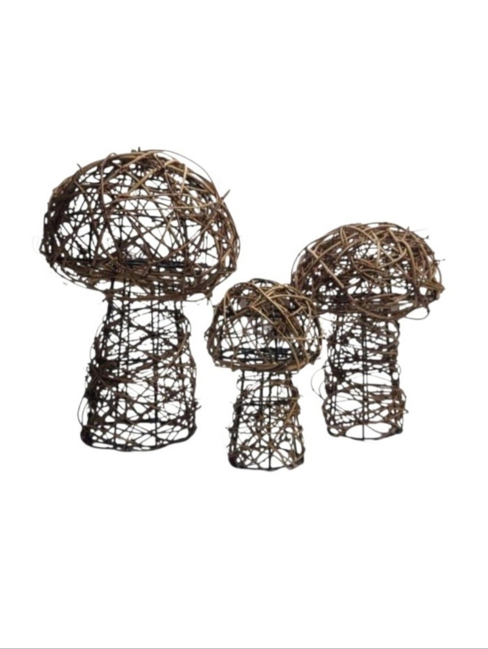 NEW Rattan Mushroom Tabletop Decor - Set of 3